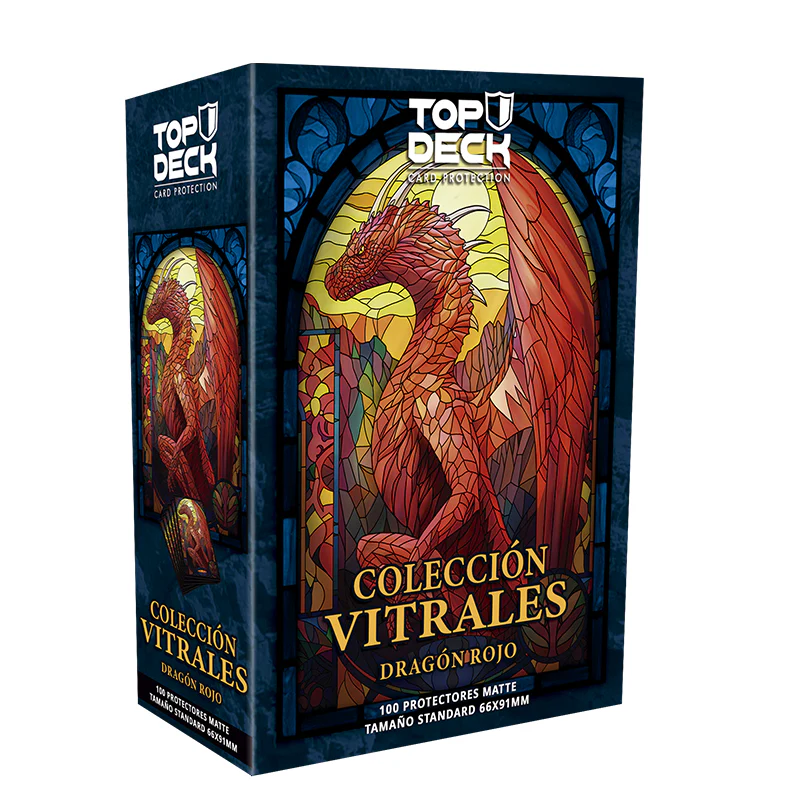 vitraldragonrojo_1024x1024@2x Protectores Estándar Top Deck Colección Vitrales Dragón Rojo - Imagen 1
