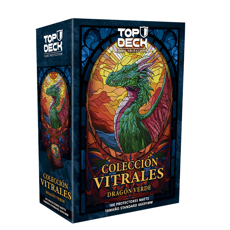 vitraldragonverde_1024x1024@2x Protectores Estándar Top Deck Colección Vitrales Dragón Verde - Imagen 1